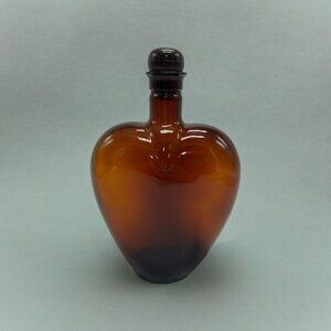 Paul Mason Amber Heart Shaped Empty Bottle with Stopper Vintage 8.5 inches